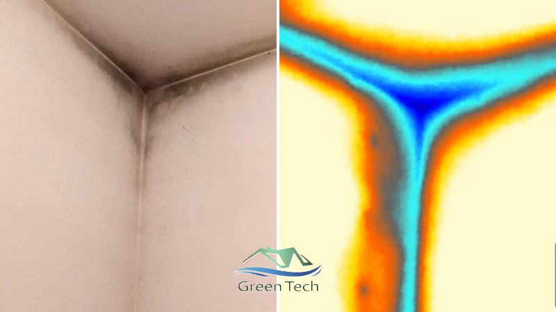 termografia-certificata parete con anomalia termica e ponte termico